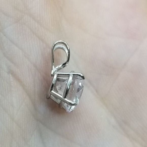 14kt stamped white gold 1 ct moissanite princess diamond necklace pendant