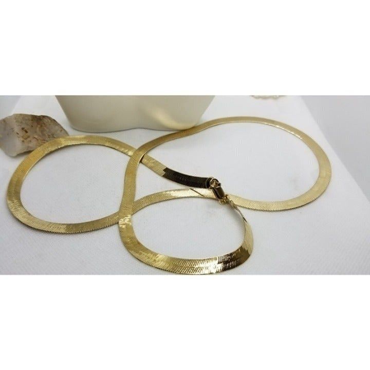 18k stamp Thick hip hop herringbone gold bonded necklace 20 inch
