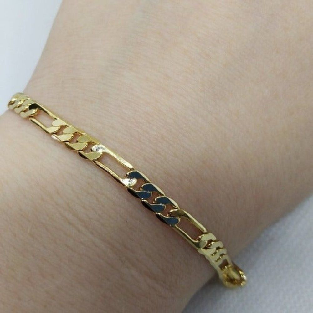 14kt gold Bonded stamped Mariner chain link bracelet masculine or feminine