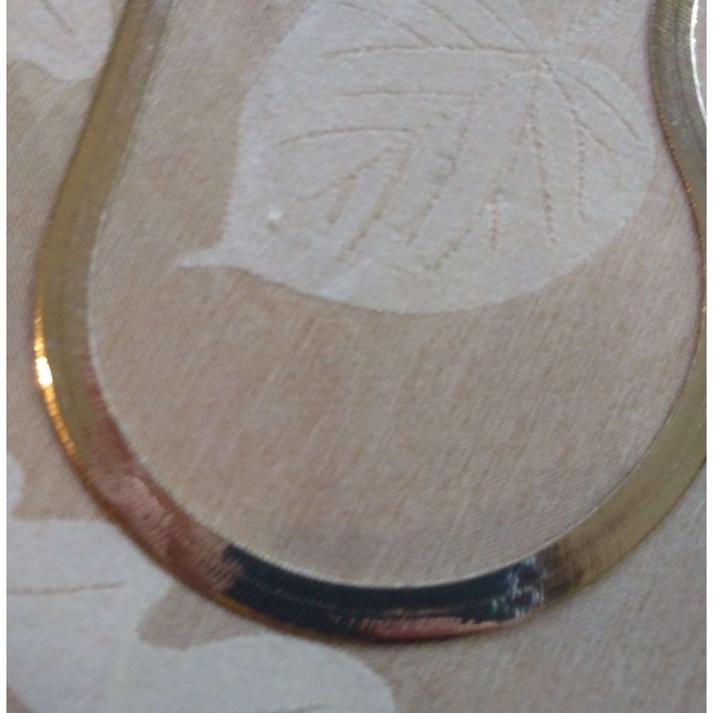 18kt stamped Thick herringbone gold Bonded necklace 30 inch