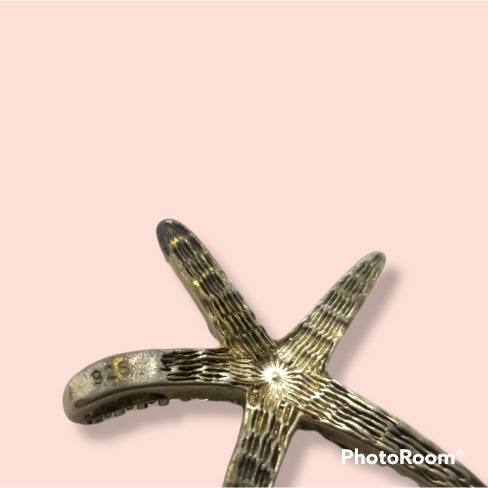 ❤️Pure Sterling silver 925 real diamonds starfish necklace pendant
