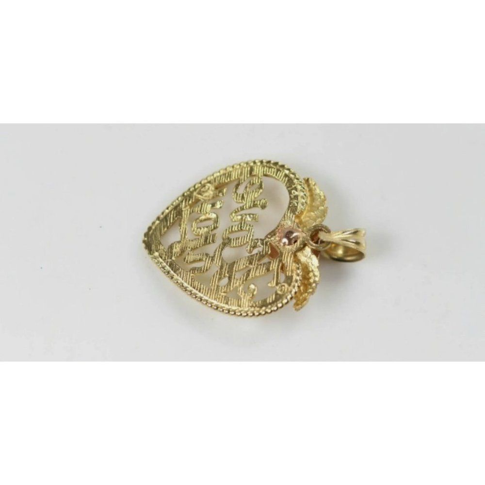14k Solid gold heart I love you necklace pendant mother's day valentine