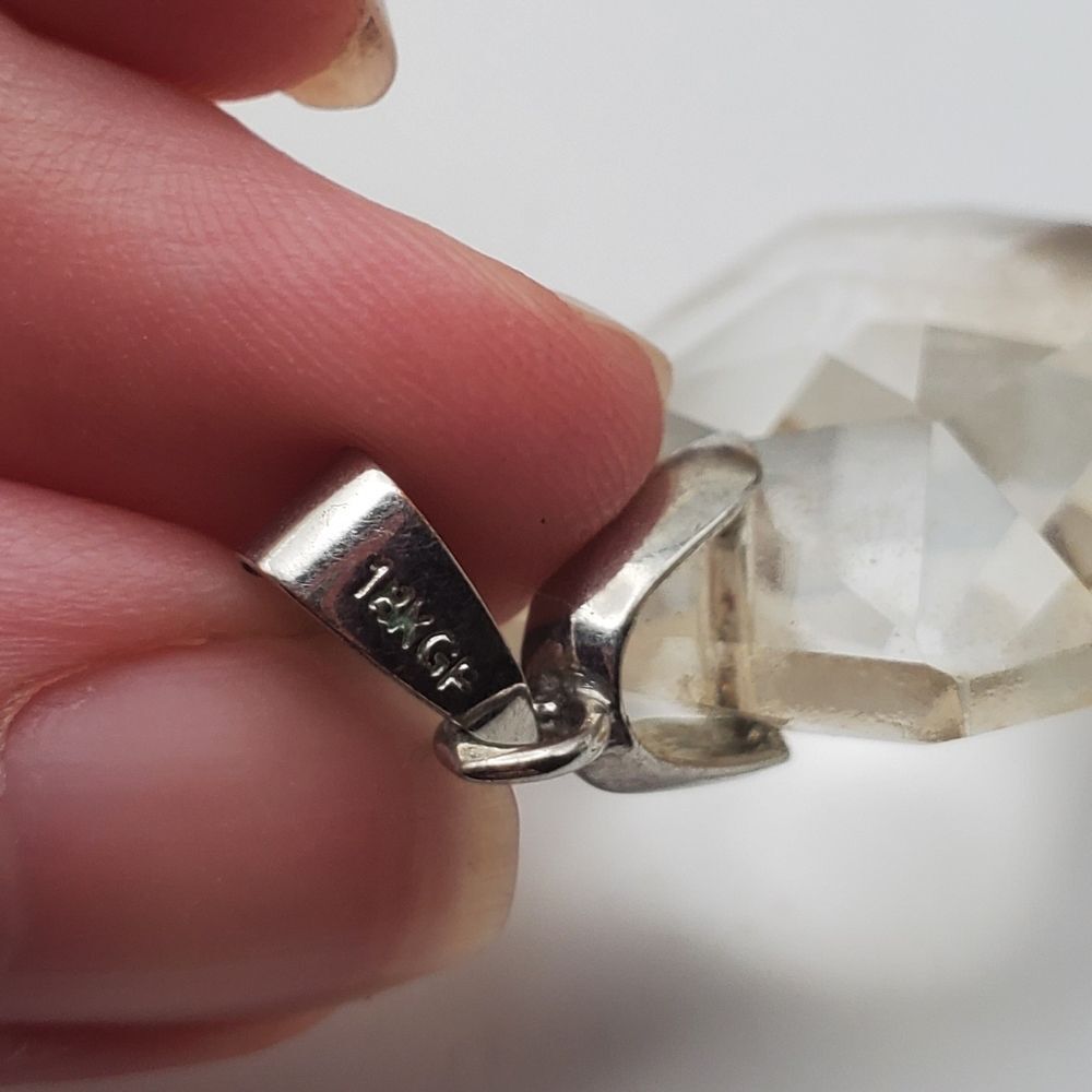 18kgf gold filled Swarovski crystal squared faceted necklace pendant