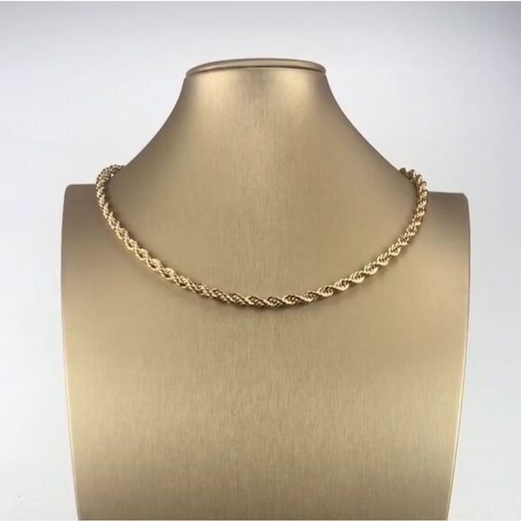 ❤️14k stamped gold bonded rope chain necklace unisex