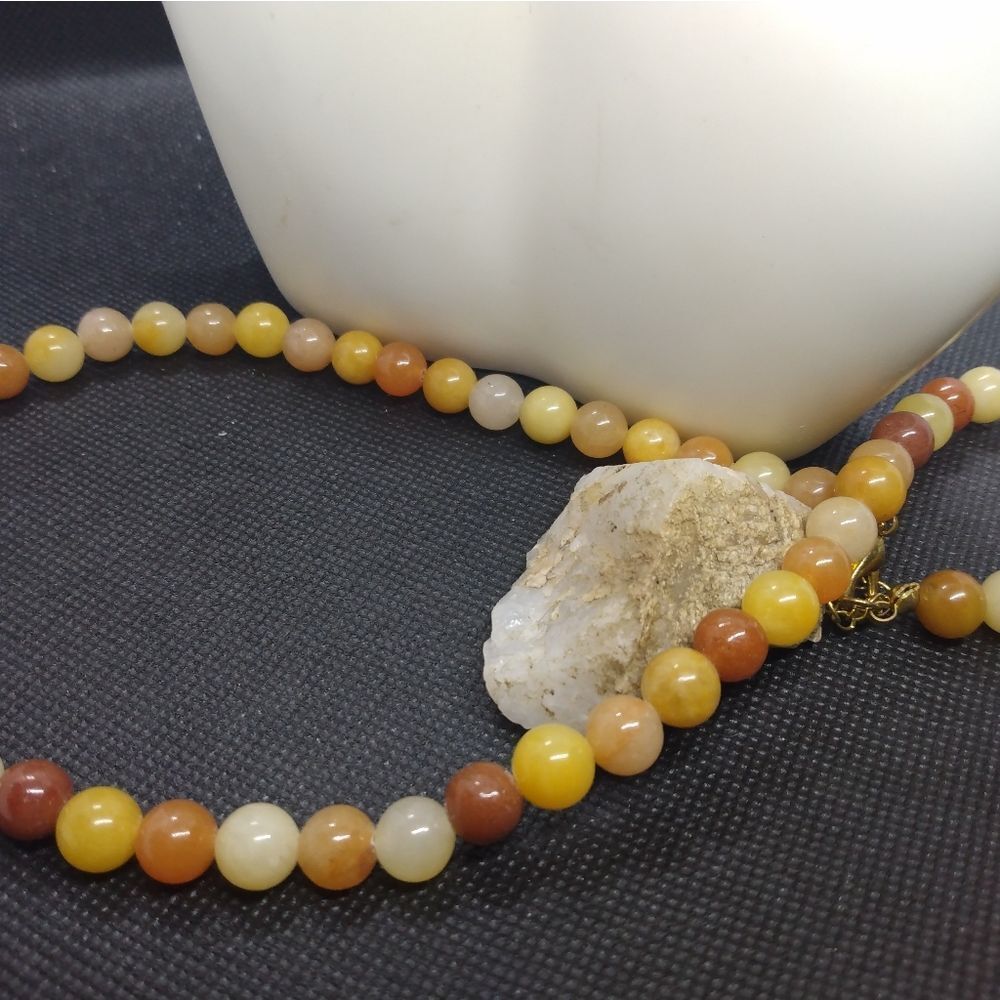Natural amber and carnelian heavy beaded necklace