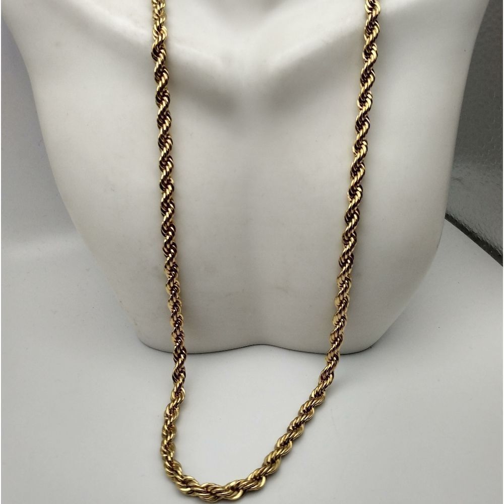 14k gold stamped braided chain necklace