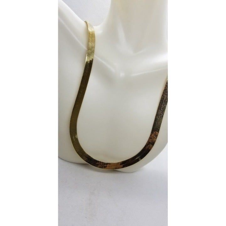 18k stamp Thick hip hop herringbone gold bonded necklace 20 inch