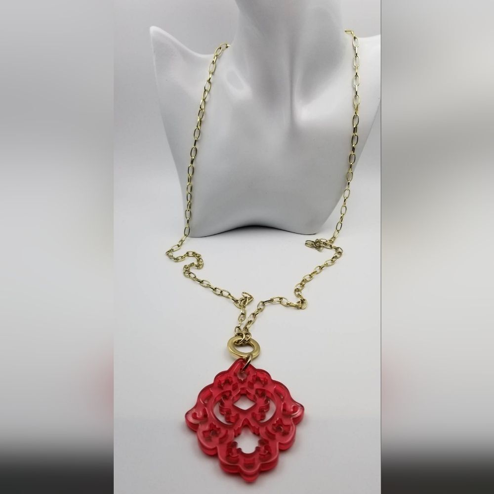 Art deco resin year of the dragon long length necklace