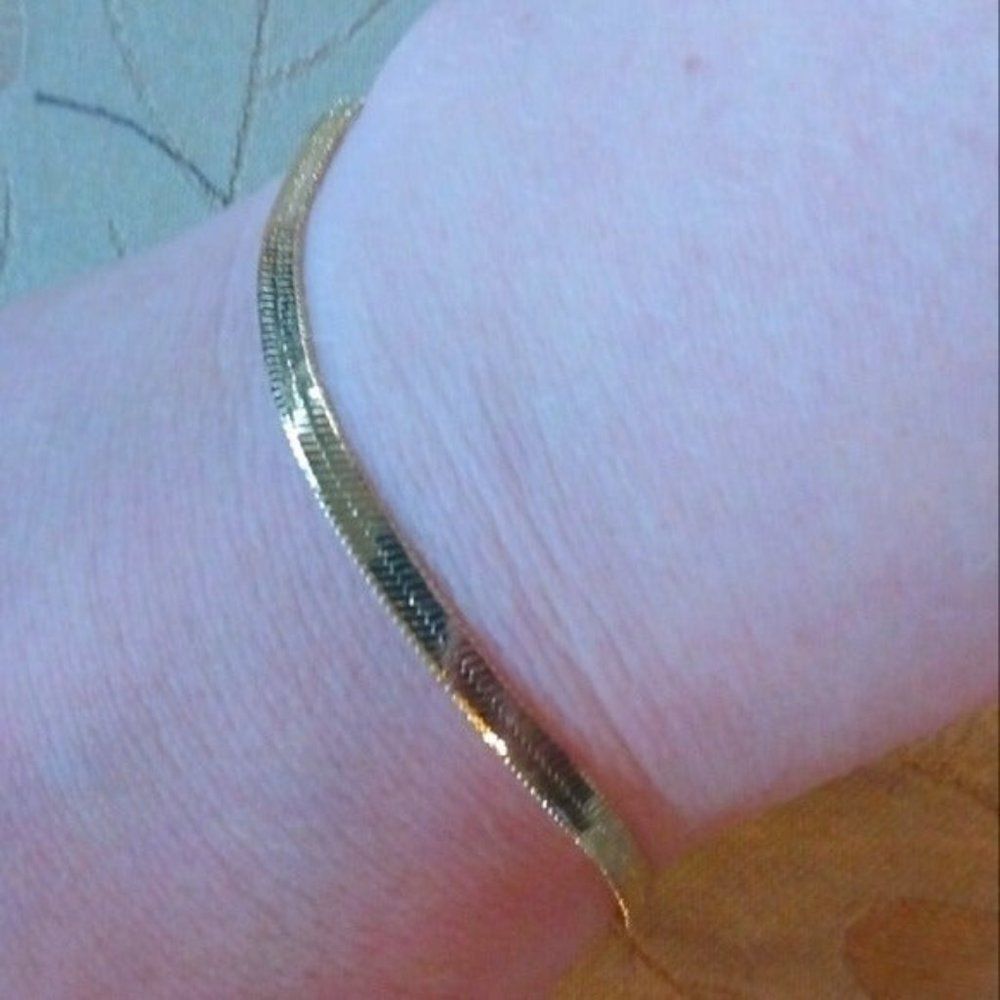 14kt Italy stamped gold Bonded herringbone swanky bracelet Plus Sized.