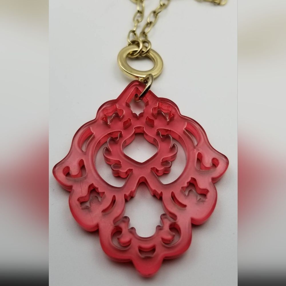 Art deco resin year of the dragon long length necklace