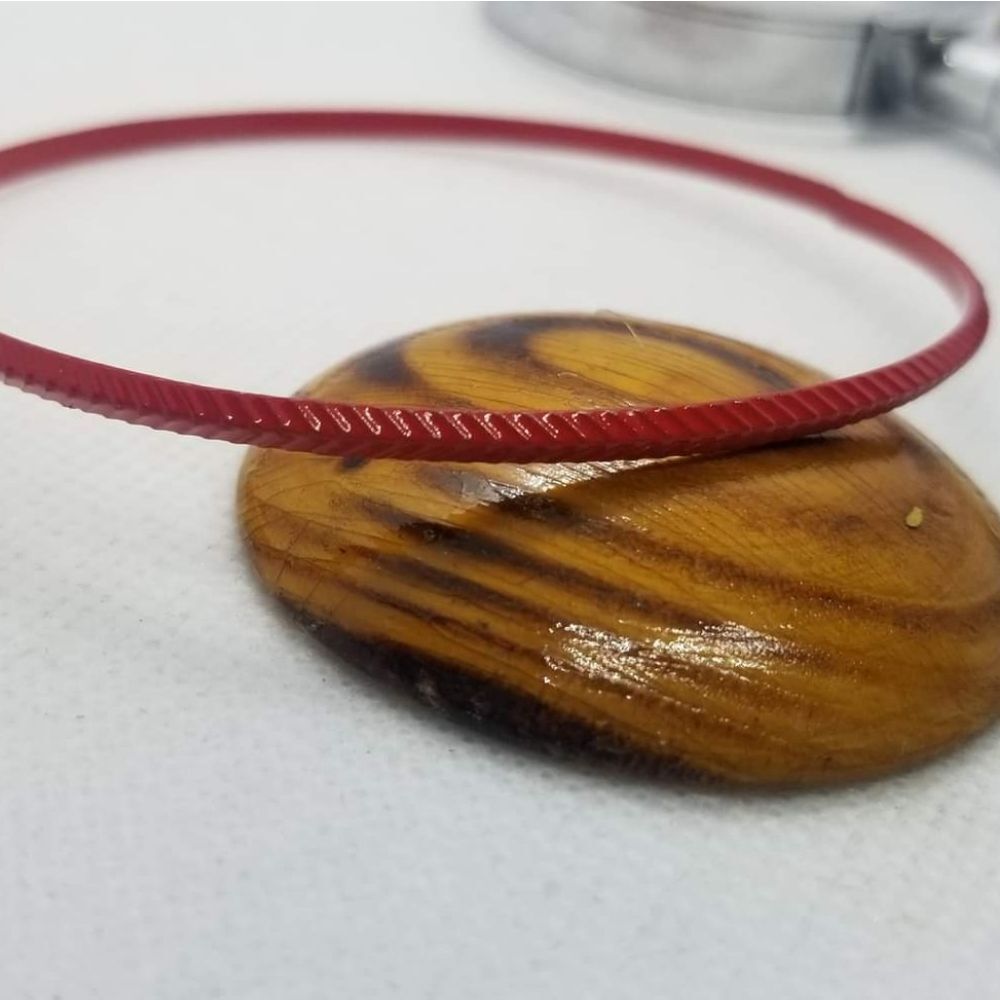 Red enamel metal bracelet bangle minimalist jewelry simplistic styled