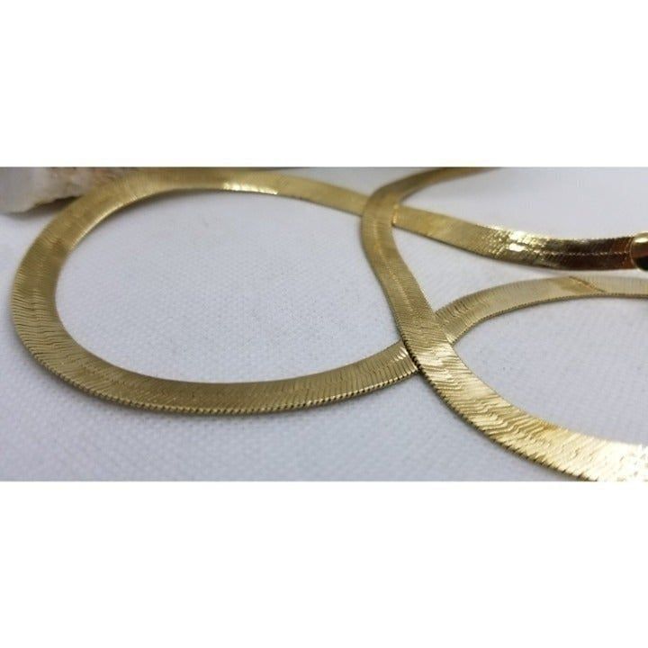 18k stamp Thick hip hop herringbone gold bonded necklace 20 inch