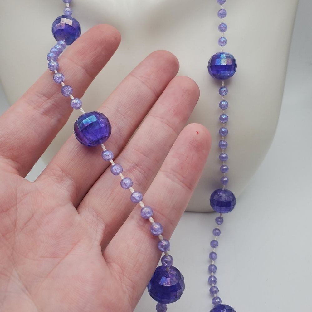 Blue disco sparkle beaded necklace frost gift for her