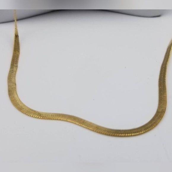 14k stamp Italian herringbone chain necklace unisex masculine or feminine