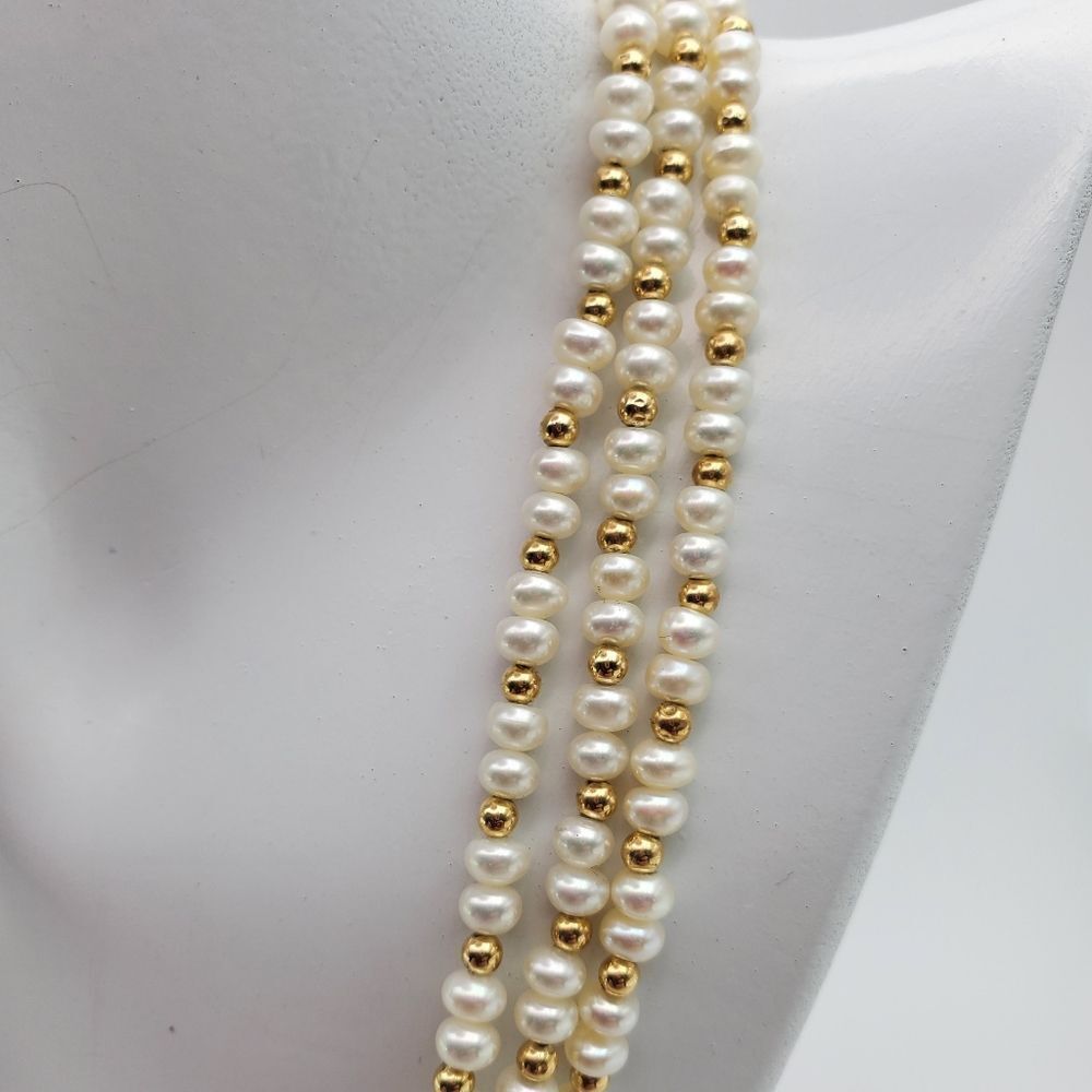 14k gold solid pearl and gold ball necklace retails $8000+ earths essence N0503