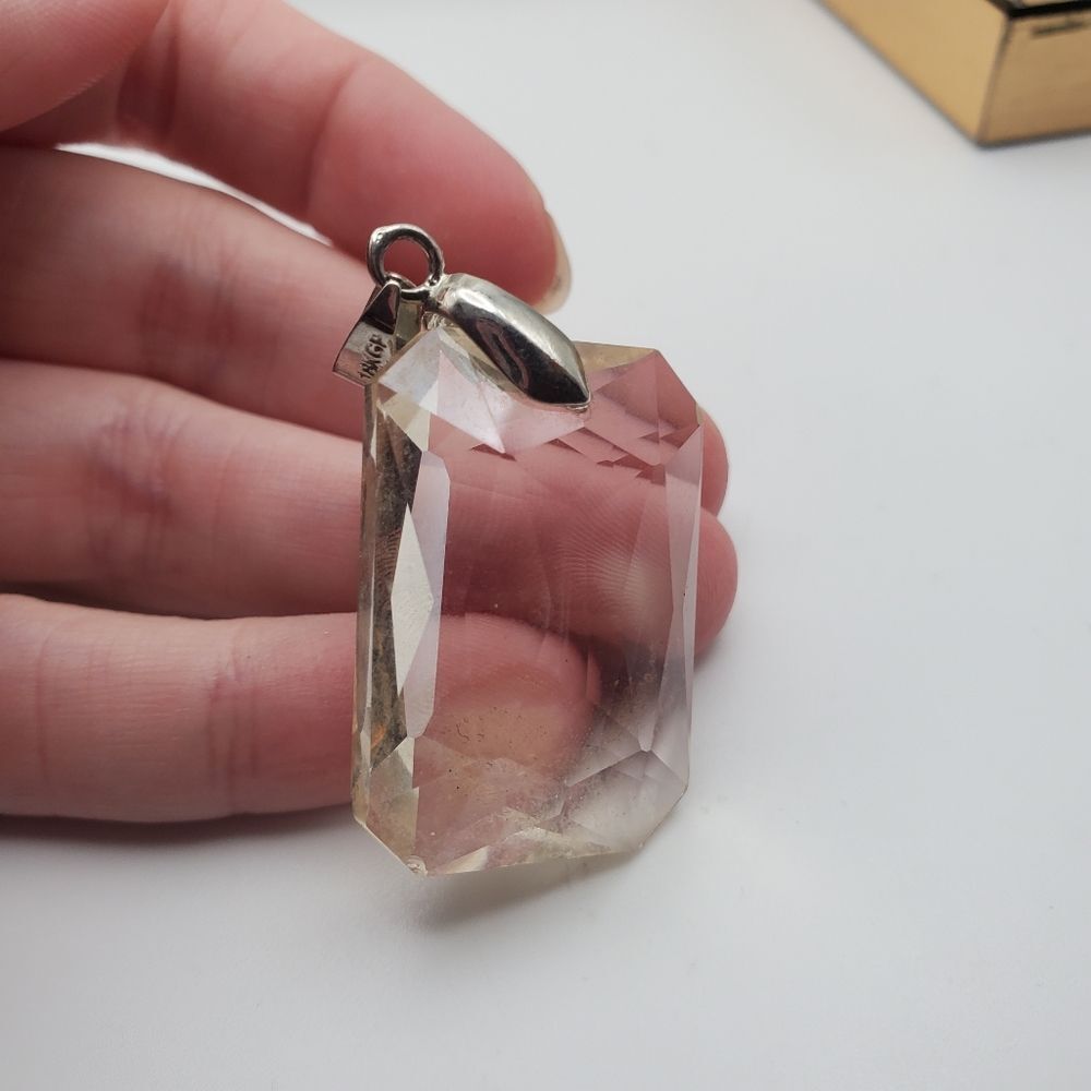 18kgf gold filled Swarovski crystal squared faceted necklace pendant