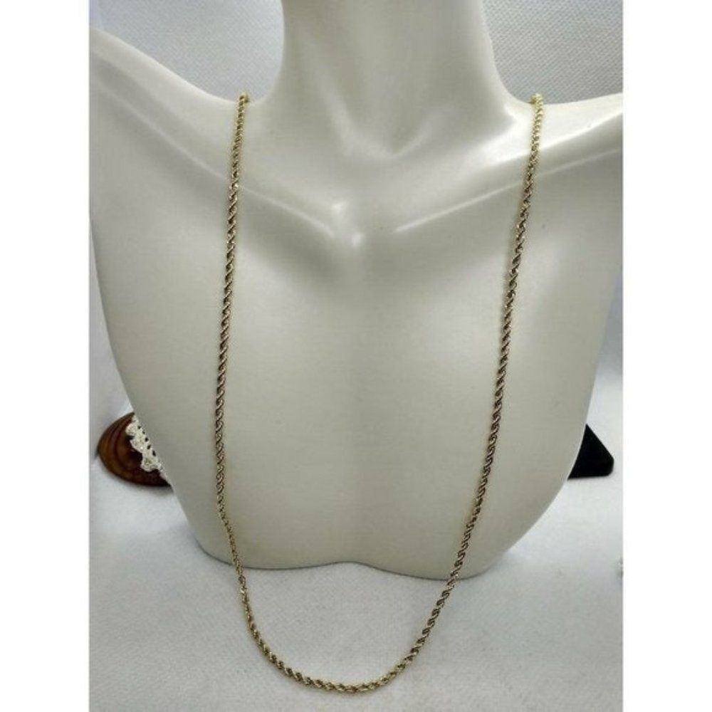 14kt Italy stamped gold Bonded rope necklace unisex men or women 24 inch