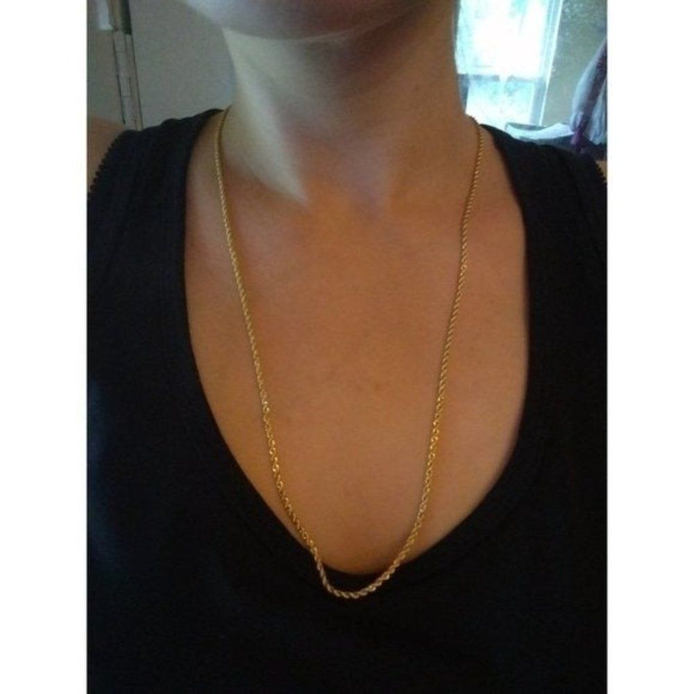 14kt Italy stamped gold Bonded rope necklace unisex men or women 24 inch
