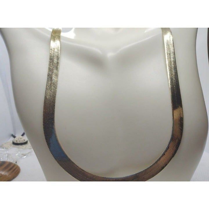 18k stamped gold Thick herringbone chain necklace 30 inch