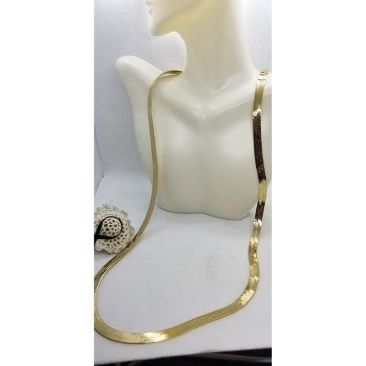 18k stamp Thick hip hop herringbone gold bonded necklace 20 inch