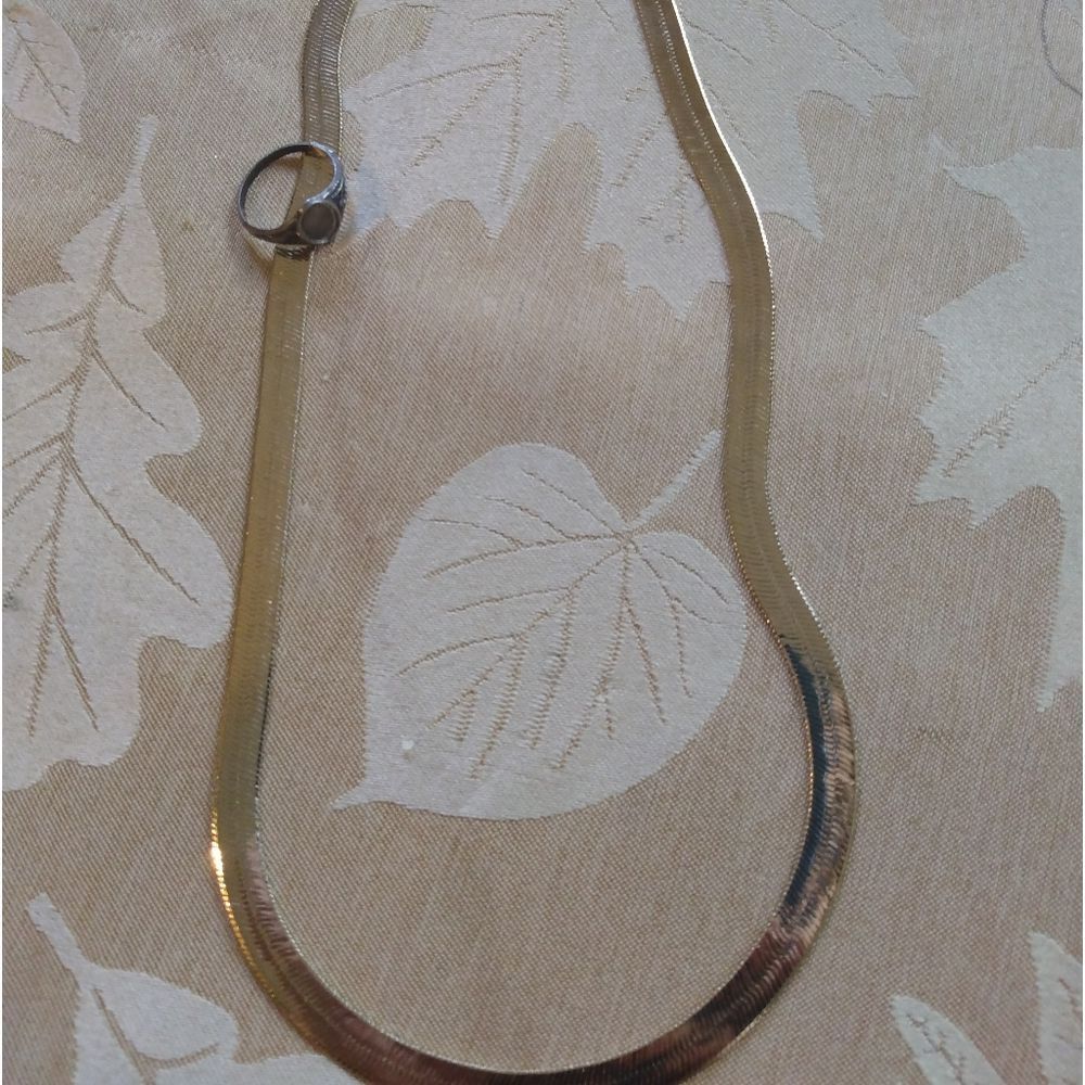 ❤️18kt stamped Thick herringbone gold Bonded necklace 30 inch