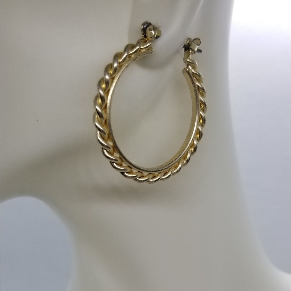 Rose gold Toned chained hoop earrings