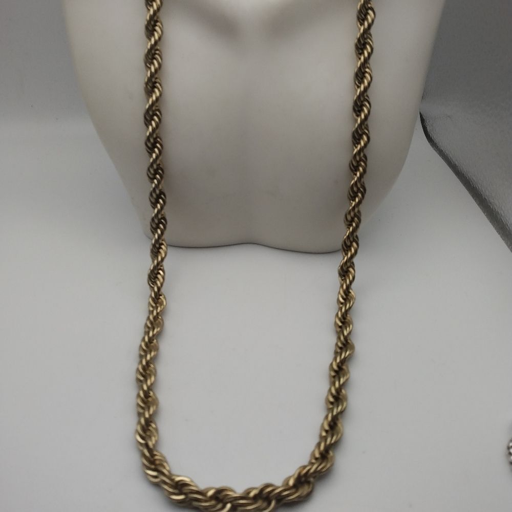 14k stamped estate rope chain necklace gold Bonded luxury styled unisex
