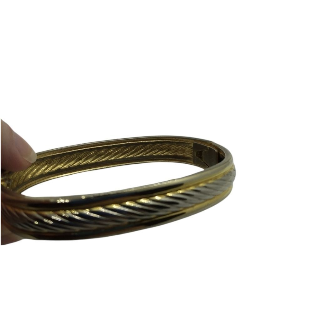 Tri multi color gold tone hinge bracelet B1137