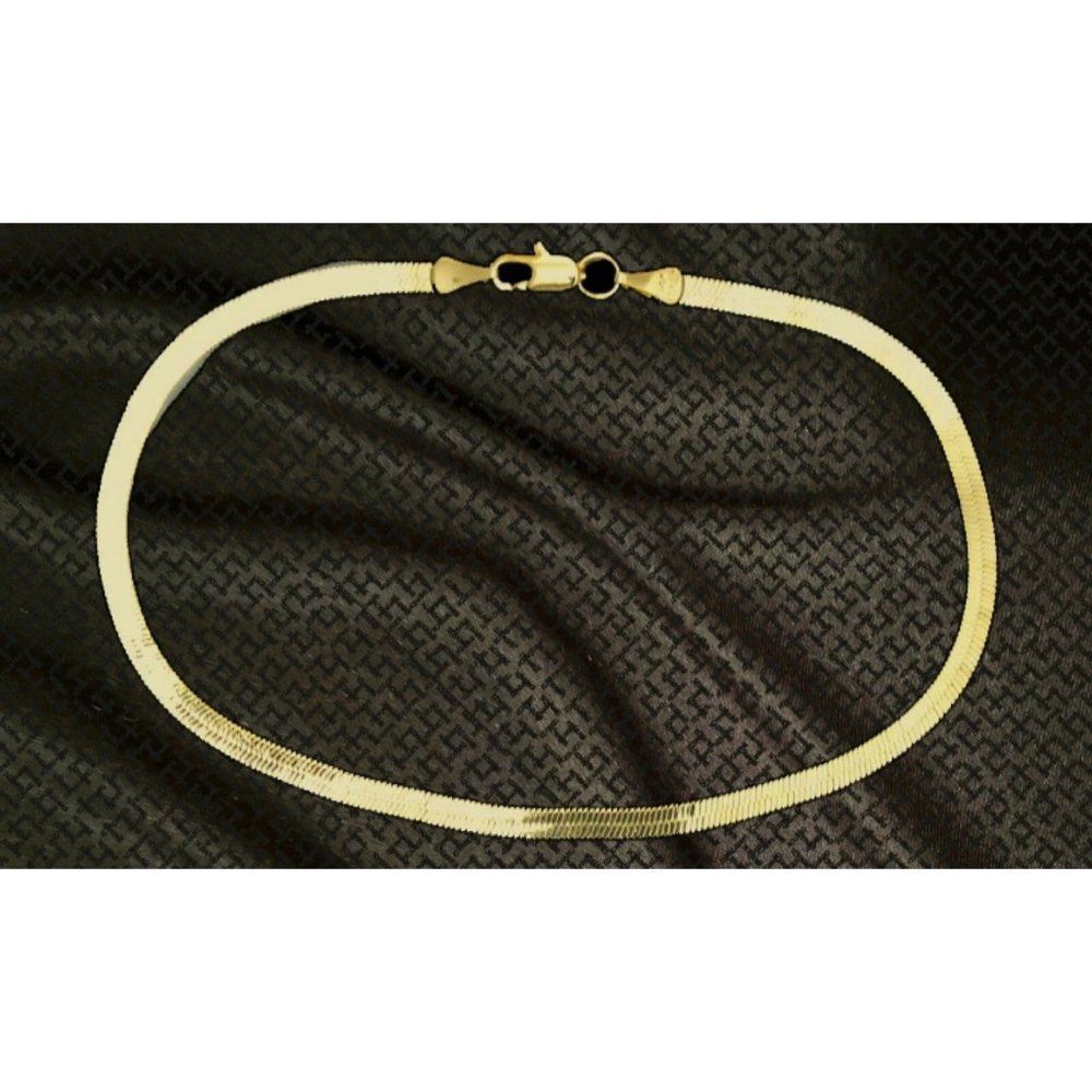 14kt Italy stamped gold Bonded herringbone anklet