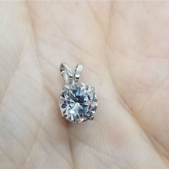 14kt stamped white gold 1 ct moissanite princess diamond necklace pendant