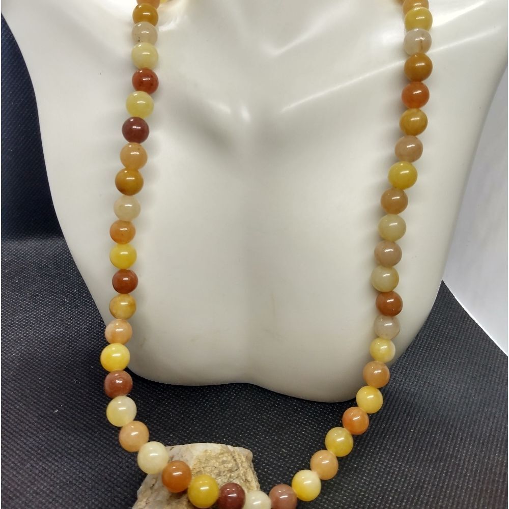Natural amber and carnelian heavy beaded necklace