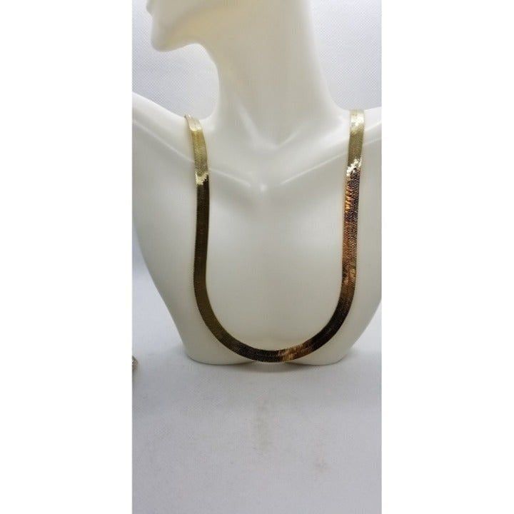 18k stamp Thick hip hop herringbone gold bonded necklace 20 inch