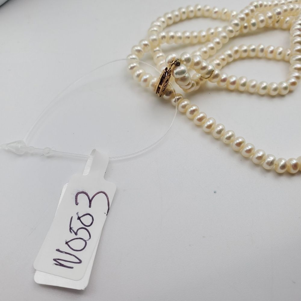 14k gold solid pearl and gold ball necklace retails $8000+ earths essence N0503