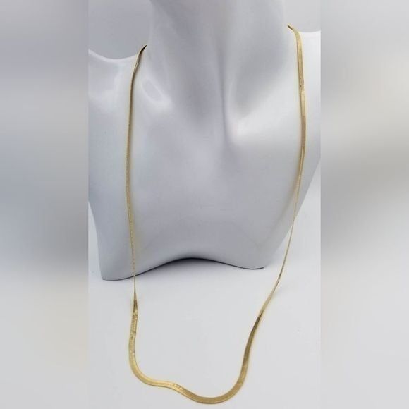 14k stamp Italian herringbone chain necklace unisex masculine or feminine