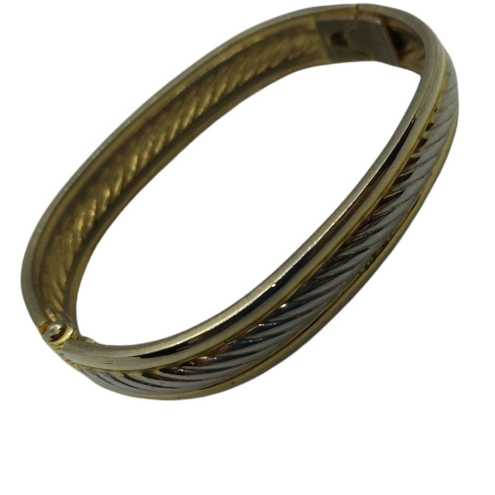 Tri multi color gold tone hinge bracelet B1137