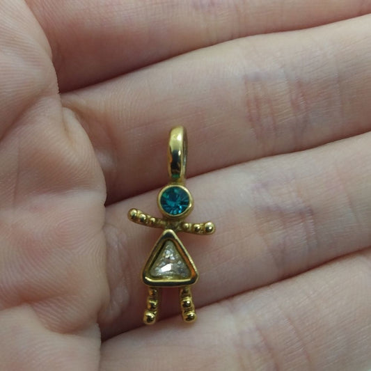 ❤️18kt stamped‎ gold emerald and stone necklace pendant
