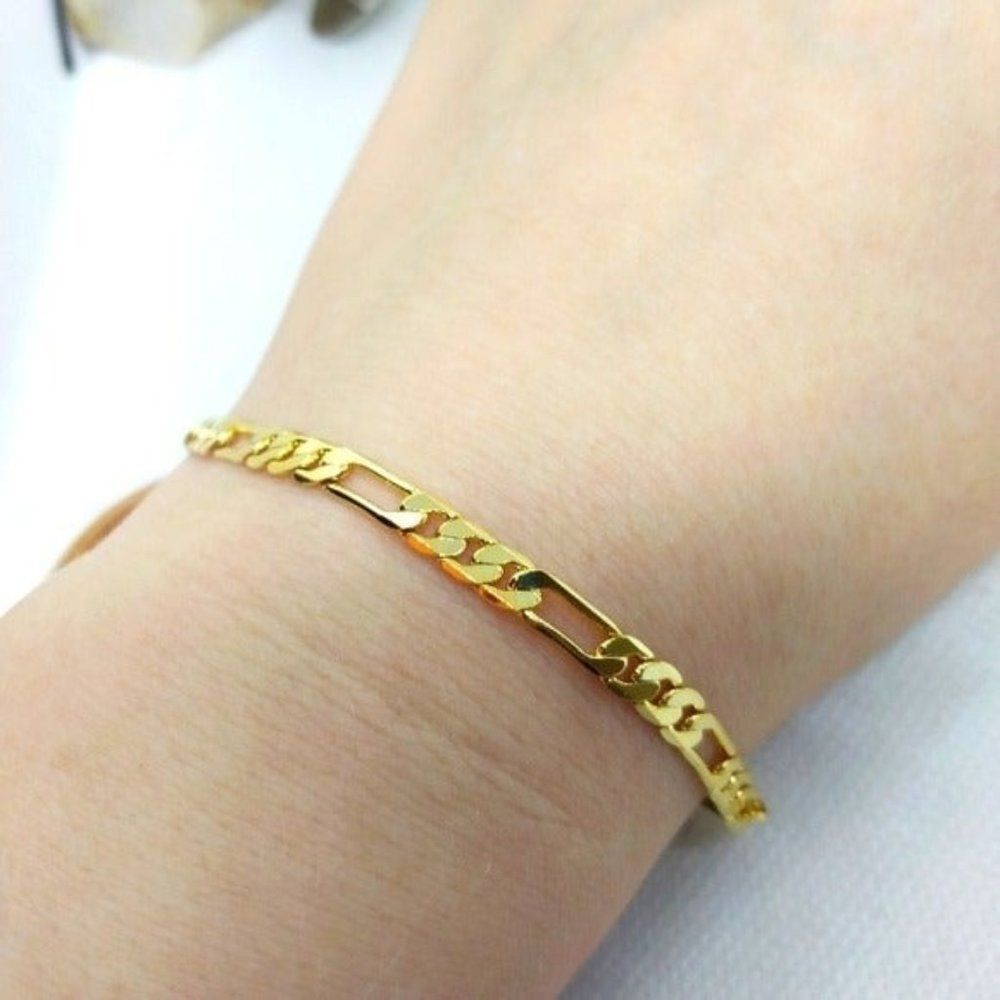 14kt gold Bonded stamped Mariner chain link bracelet masculine or feminine