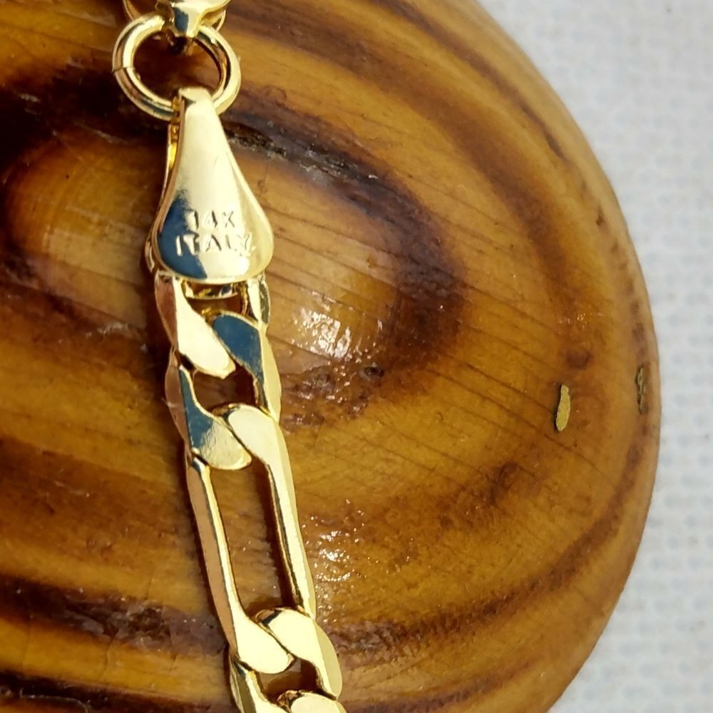 ❤️14kt gold  Bonded stamped Mariner chain link‎ bracelet masculine or feminine