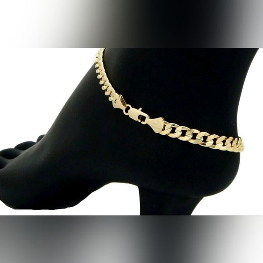 14k Gold Bonded stamped Italian link anklet