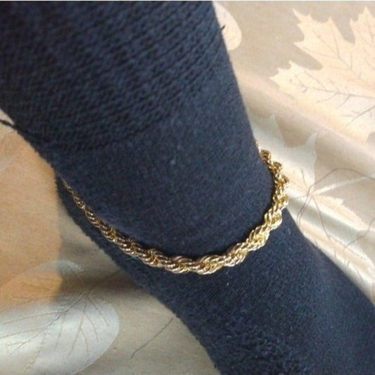 14kt Italy stamped gold Thick rope chain anklet