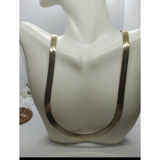 18k stamped gold Thick herringbone chain necklace 30 inch