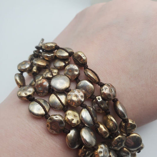 Lucky brand pebble gold toned champagne bracelet