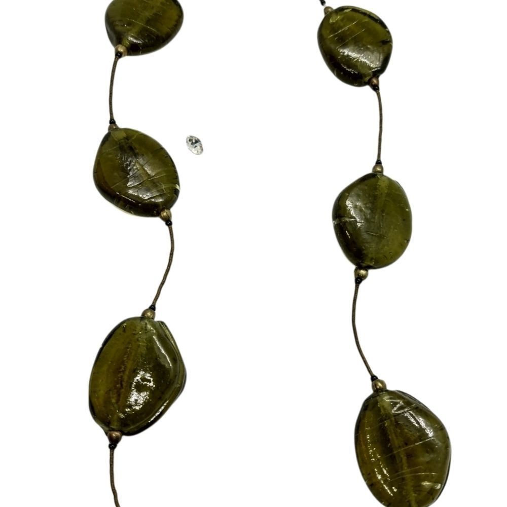 ❤️Emerald Glass stone antique necklace heavy‎ piece