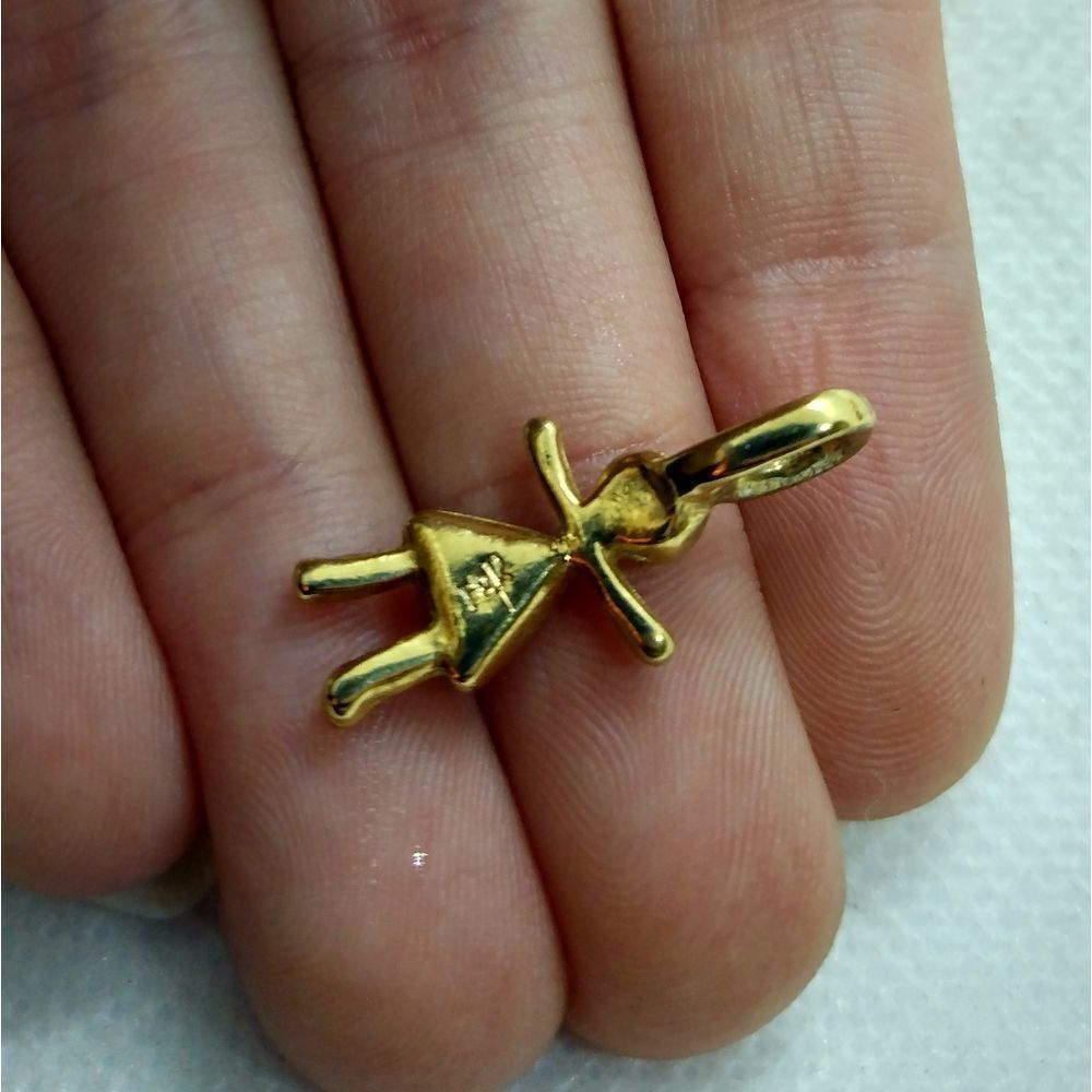 ❤️18kt stamped‎ gold emerald and stone necklace pendant