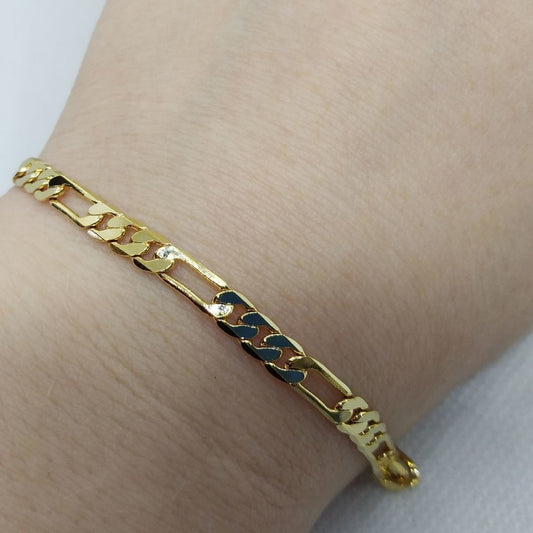 ❤️14kt gold  Bonded stamped Mariner chain link‎ bracelet masculine or feminine