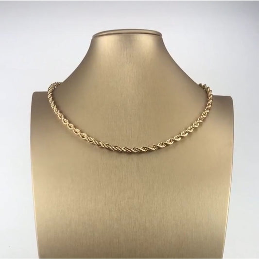 14k stamped gold Bonded rope‎ chain necklace unisex masculine or feminine