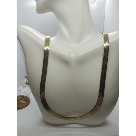18kt stamped gold Bonded Thick herringbone chain necklace masculine or feminine