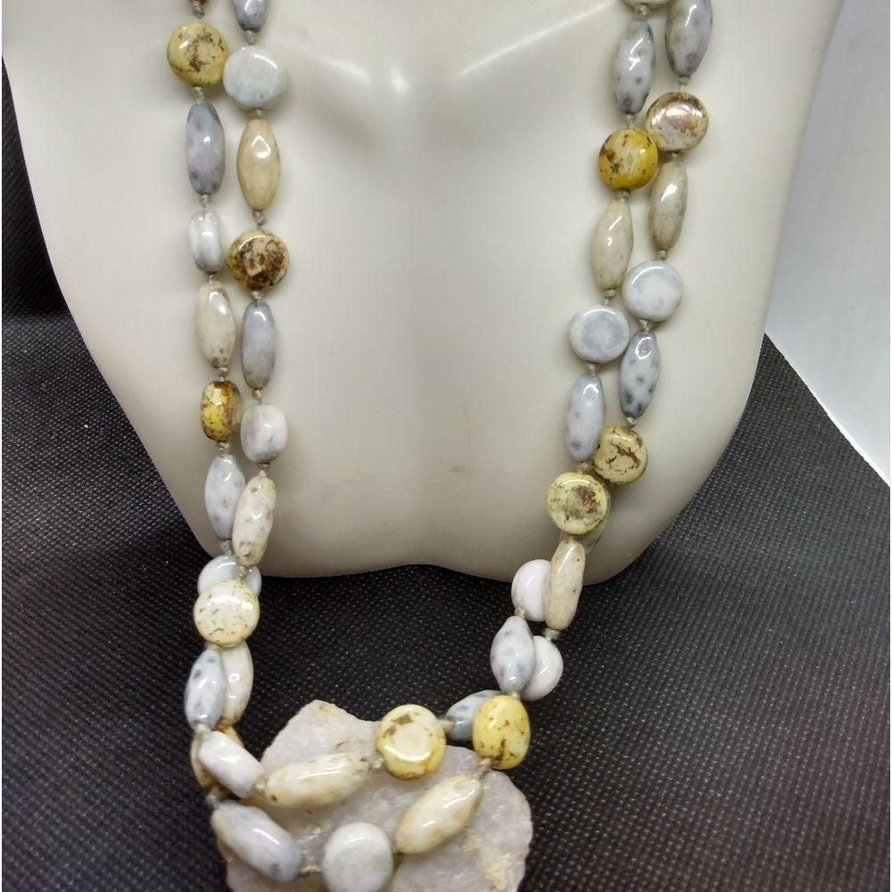 ❤️Dzi Old Carnelian Agate Ancient Himalayan Tibetan Spiritual‎ Jewelry necklace