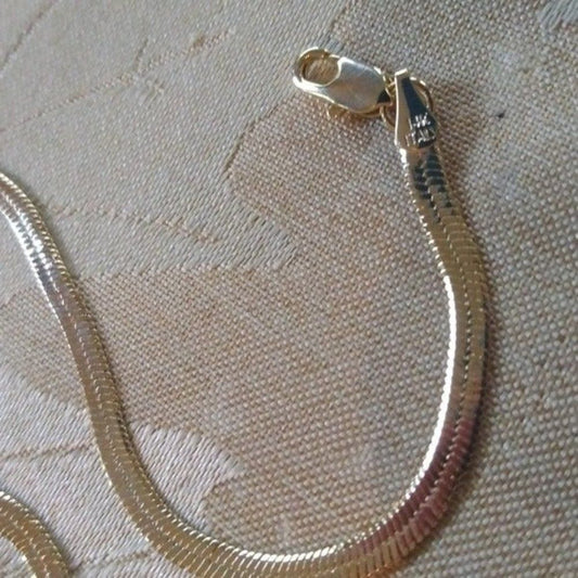 14kt Italy stamped gold  Bonded herringbone swanky bracelet Plus Sized.