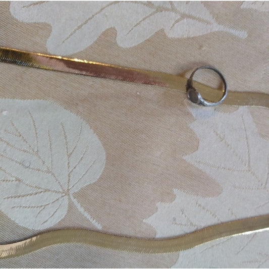 ❤️18kt stamped‎ Thick herringbone gold Bonded necklace 30 inch